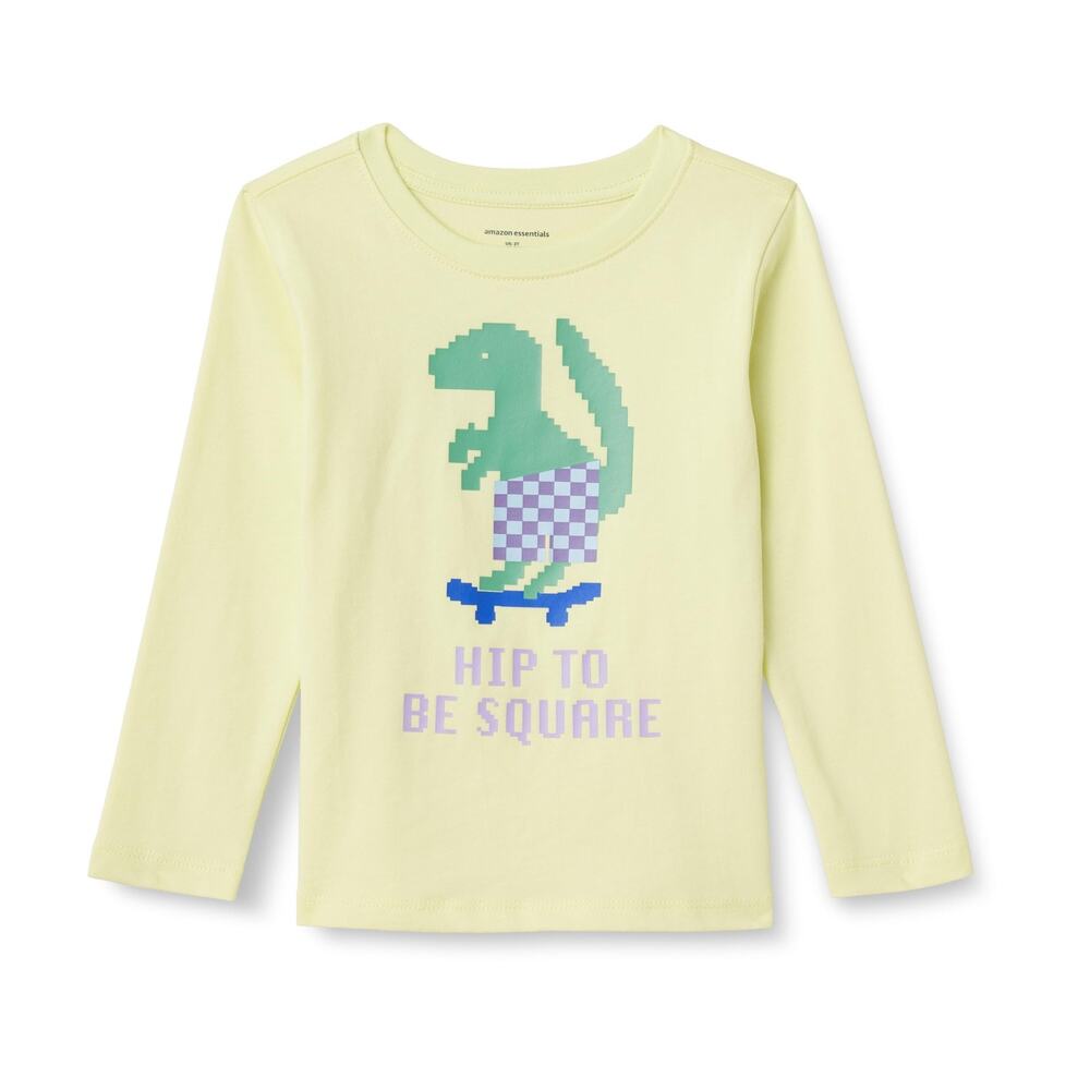 Amazon Essentials Bos Long Sleeve T Shirt S 6-7 Years Dinosaur Skateboard